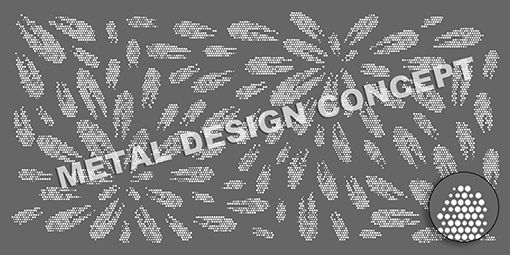 Motif dahlias pour tôle décorative perforée au faible taux de perforation adaptée pour des garde-corps.