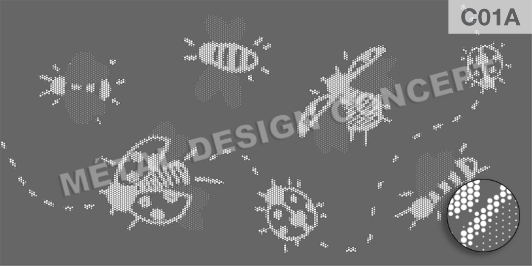 Motif perforé abeilles pour des garde-corps en tôle.