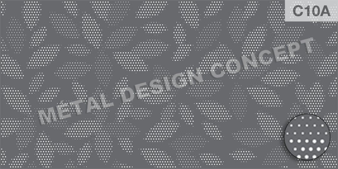 Feuillage reproduit en différentes nuances de perforations.