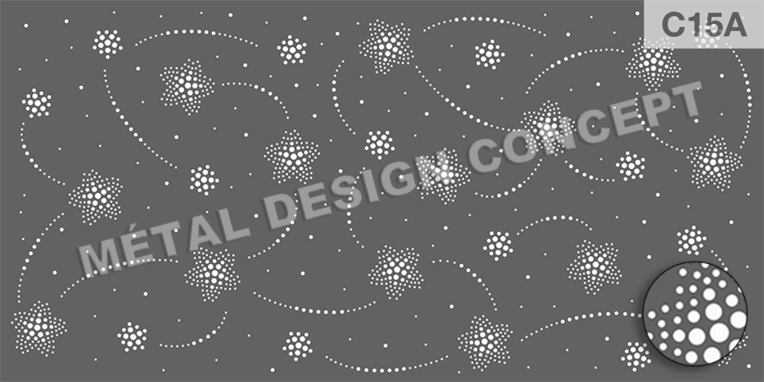 Motif étoilé perforé pour de la tôle décorative.