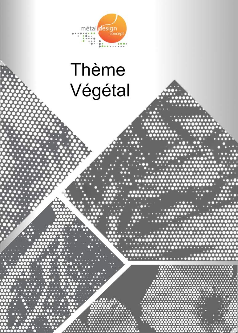 Catalogue de motifs de tôles décoratives perforées et découpées laser du thème végétal.